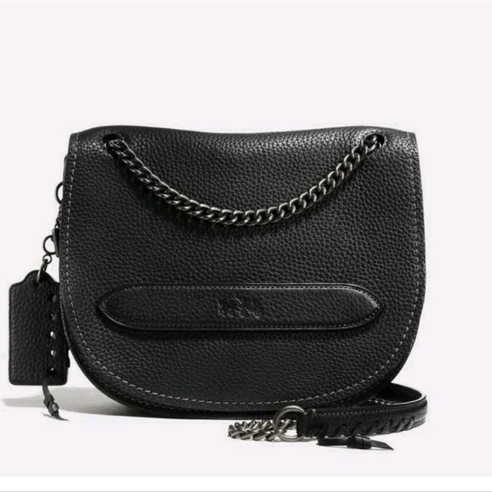 Coach Shadow Crossbody ♣️Black Pebble Leather With Rare Copper Chain